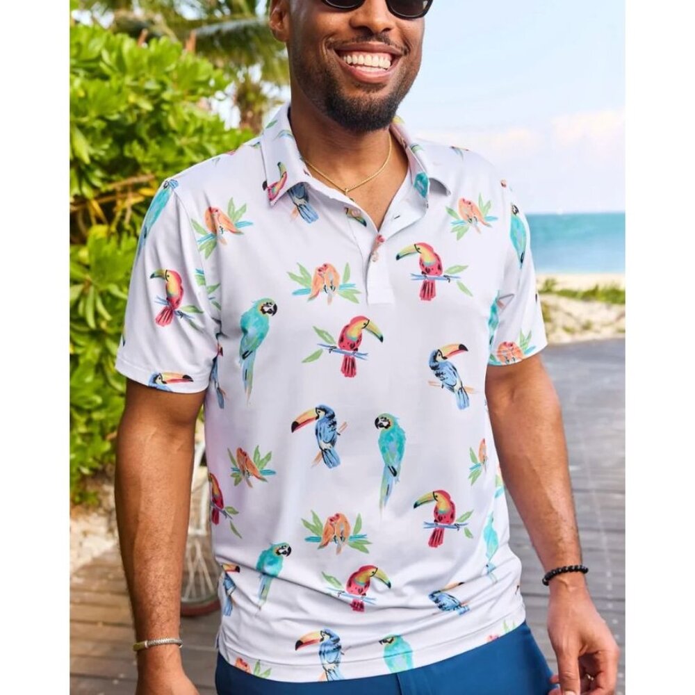 CHUBBIES performance polo in dude where's macaw size L